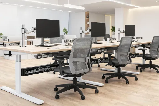 Cable managed desk cluster